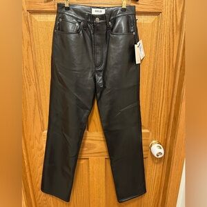 Agolde 90's Pinch Waist Recycled Black Leather Pants Detox 27 See Description